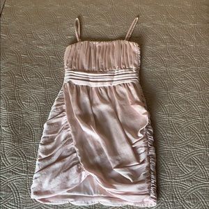 Pink Satin Ruched Cocktail Dress